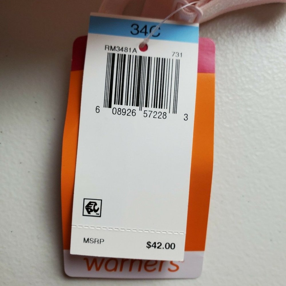 Warners® No Side Effects® Wireless with Mesh Bra Size 34C Adjustable Straps NEW - Picture 6 of 11